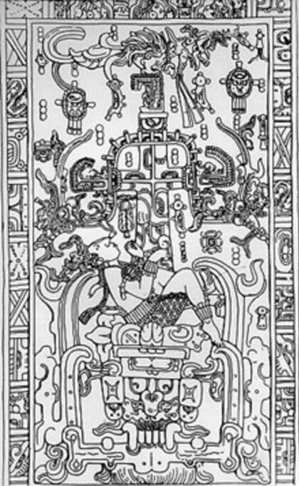 Este dibujo es una réplica de la lápida, una de las piezas de arte más elaboradas de la cultura maya (Foto: INAH)