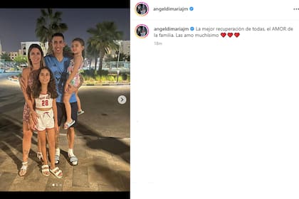 Este domingo Ángel Di María compartió fotos del encuentro con su familia después de ganarle a México: "La mejor recuperación de todas"