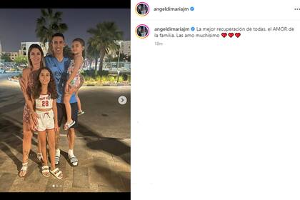 Este domingo Ángel Di María compartió fotos del encuentro con su familia después de ganarle a México: "La mejor recuperación de todas"