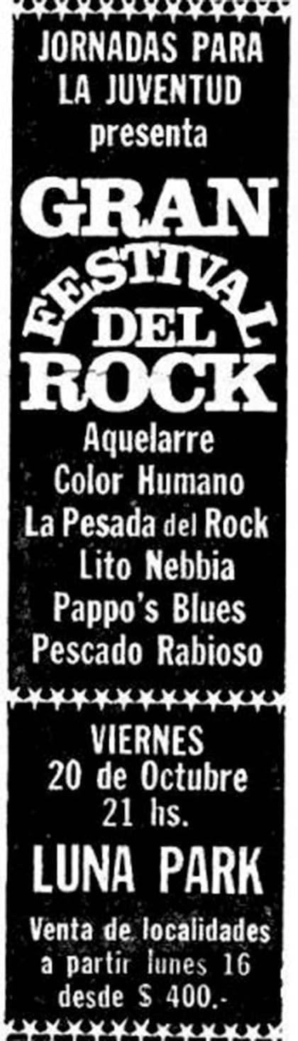 Este era el lineup del festival de rock del Luna Park en donde sucedió todo