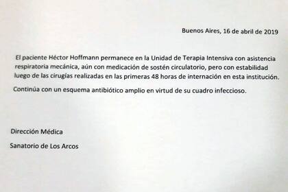 Este es el parte médico de la salud de Sergio Denis, del martes 16 de abril