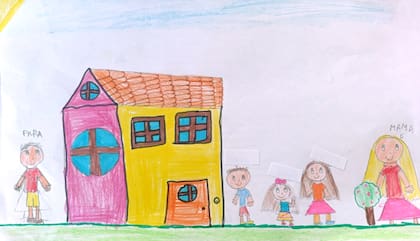 Este es uno de los dibujos que hicieron los hermanitos pensando en su nueva casa y familia 