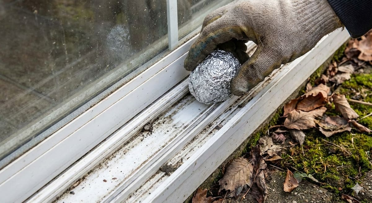 Por que é recomendado o uso de papel alumínio nos trilhos das janelas?