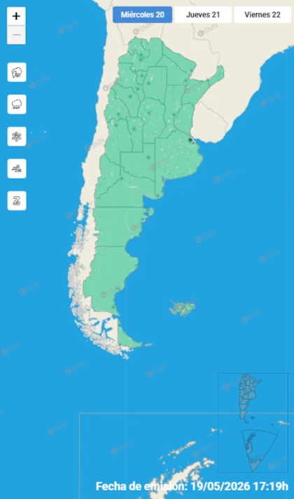 Este miércoles 20 de mayo no rigen alertas