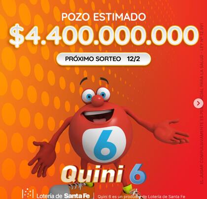 Este miércoles el Quini 6 sortea un pozo aproximado de $4.400.000.000
