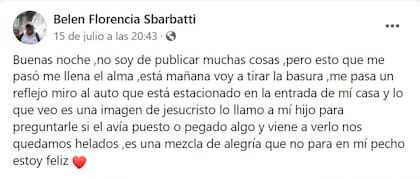 "Esto que me pasó me llena el alma", aseguró la mujer que dijo haber visto a Jesús en la luneta del auto (Foto: Captura de Facebook)