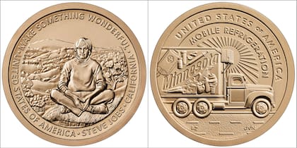 Estos diseños presentan a un joven Steve Jobs y un camión con una de las primeras unidades de refrigeración frontales