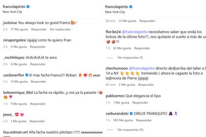 Estos fueron algunos de los principales elogios que recibió el piloto argentino en redes (Foto: Captura Instagram @francolapinto)