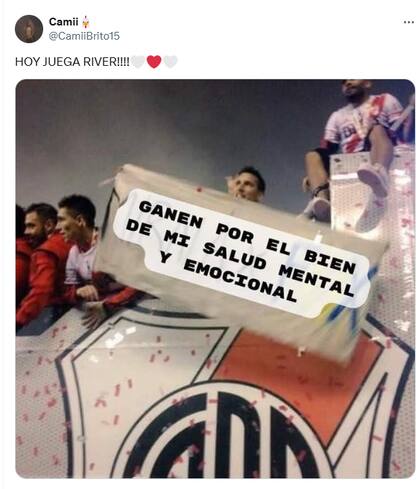Estos fueron los mejores memes del partido de River-Inter de Milán (Foto: Captura X @CamiiBrito15)