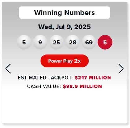 Estos fueron los números ganadores de Powerball del 9 de julio
