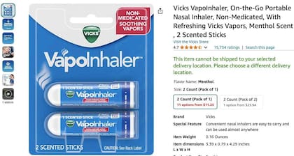 Estos inhaladores Vicks VapoInhaler están diseñados para destapar la nariz tapada sin necesidad de medicamentos (Amazon)