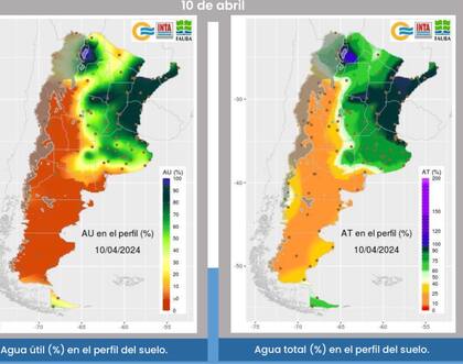 Estos mapas reflejan una mejora en la condición de humedad de los suelos