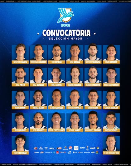 Estos son los jugadores convocados en la selección guatemalteca (X/@fedefut_oficial)