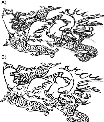 Estos son los tatuajes del antebrazo derecho (Foto: Gentileza Cambridge University Press en nombre de Antiquity Publications Ltd)