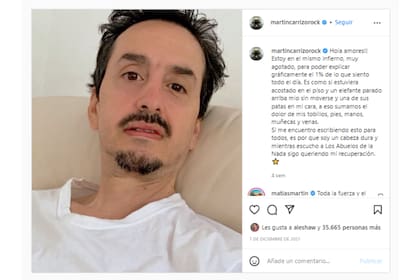"Estoy en el mismo infierno", aseguró el 7 de diciembre Martín en su Instagram