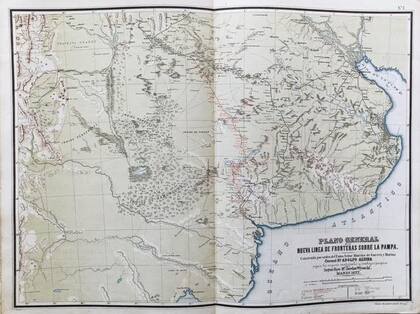 "Estudios generales sobre los ríos Negro, Limay y Collón Curá y lago de Nahuel Huapi", de Santiago Albarración, de 1886 (Terranovamaps)