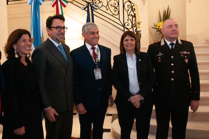 Estuvieron presentes en el encuentro la ministra de Seguridad Patricia Bullrich, la a federal Florencia Misrahi y el embajador de Italia, Fabrizio Lucentini