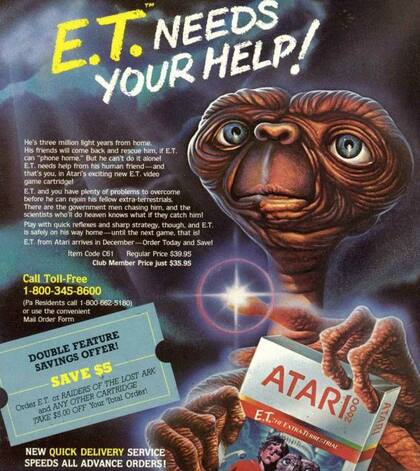 ET necesita tu ayuda. Se estima que Atari presupuestó US$5 millones en publicidad para el videojuego