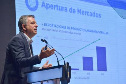 Etchevehere durante la presentación del informe de gestión 2016-2019 del Ministerio de Agricultura, Ganadería y Pesca