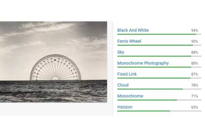 Etiquetas de la Google Cloud Vision API para Transportador, de Chema Madoz
