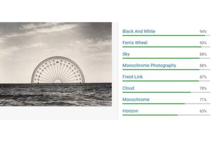 Etiquetas de la Google Cloud Vision API para Transportador, de Chema Madoz 