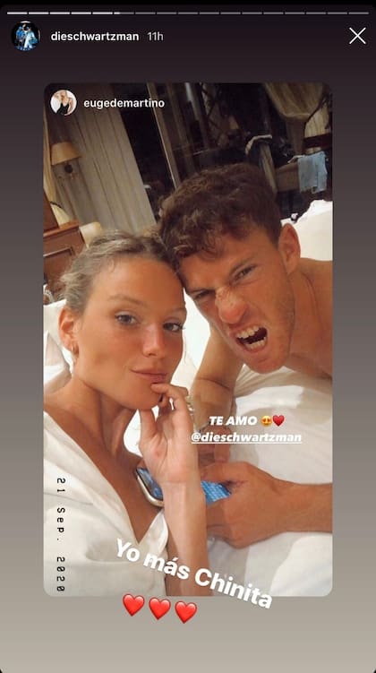 Eugenia De Martino y El Peque después de la final ante Djokovic.