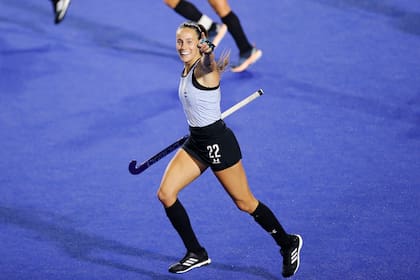 Eugenia Trinchinetti, autora del gol que aseguró el triunfo y le dio el oro a Argentina