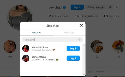 Eva García dejó de seguir a Alejandro Garnacho en su Instagram