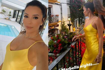 Eva Longoria mostró el look amarillo para una noche en Marbella
