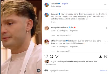 Evangelina Anderson le comentó a Ian Lucas que lo amaba después de ver su conmovedora historia de vida