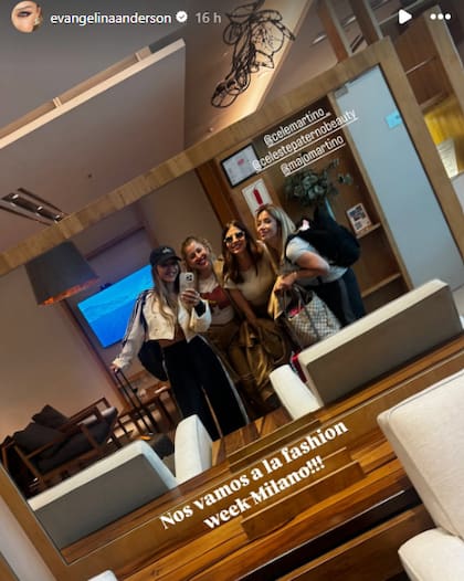 Evangelina rumbo a la Fashion Week en Milan