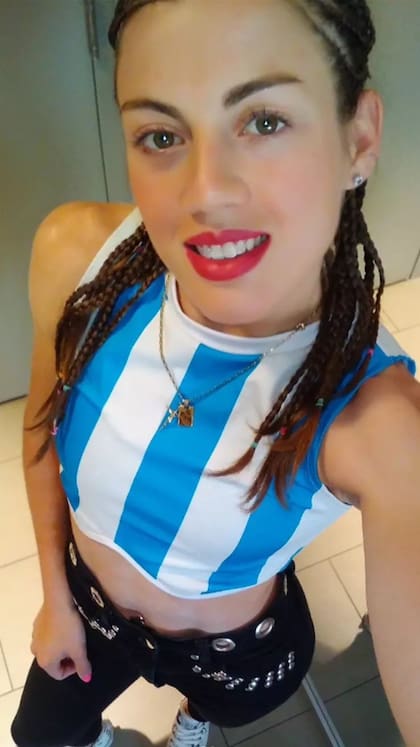 Evelyn Bermúdez en modo Mundial, con la camiseta argentina