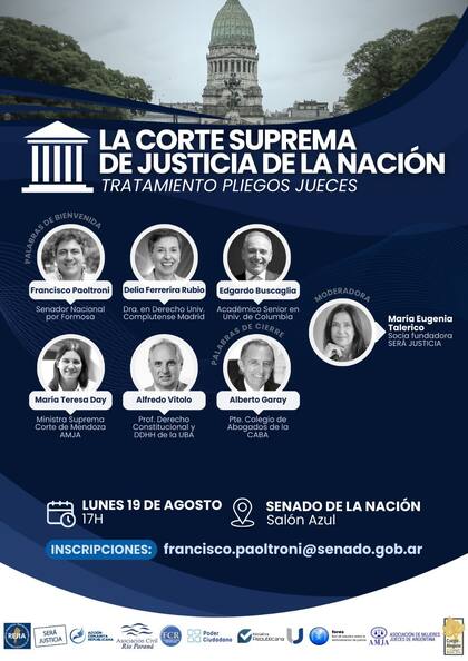 Evento en el Senado de la Nación sobre el tratamiento de pliegos de jueves