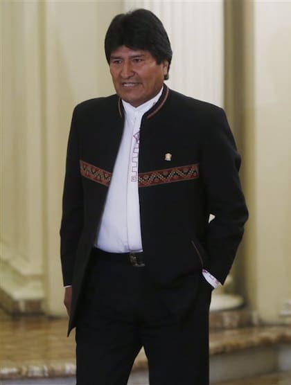 Evo Morales en la sede de gobierno, anteayer, en La Paz