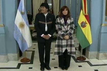 Evo Morales y Cristina Kirchner en la Casa Rosada