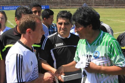 Evo y Butragueño, en la previa del partido