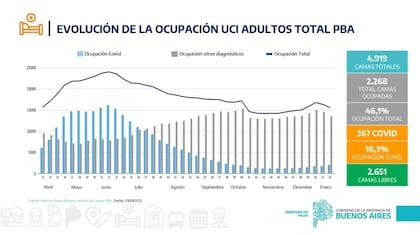 Evolución de la ocupación UCI adultos total PBA