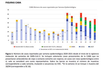 Evolución de las distintas cepas en la ciudad de Buenos Aires desde las últimas semanas de 2020 y lo que va de 2021