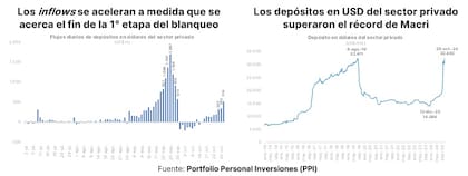 Evolución de los depósitos en dólares del sector privado durante el blanqueo, según PPI