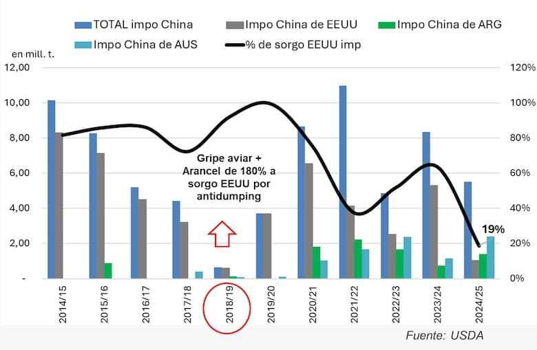 El sorgo argentino gana protagonismo en China y desplaza a Estados Unidos como proveedor clave