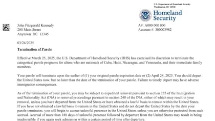 El DHS comenzó a enviar avisos de cancelación a inmigrantes beneficiarios del programa de libertad conocido como CHNV