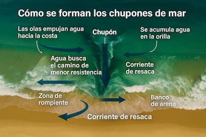 Explicación gráfica de cómo se forman los chupones de mar
