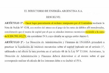 Extracto de la resolución de uno de los reclamos que postergaron la obra