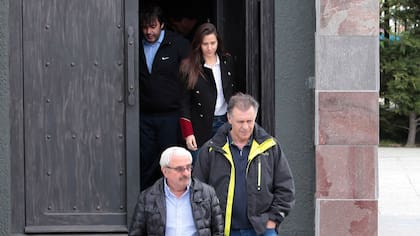 Fabián de Sousa y Cristóbal López, durante el quinto aniversario de la muerte de Néstor Kirchner, junto a Osvaldo Sanfelice
