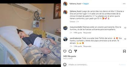 Fabiana informó este mediodía que Antonio tendría el alta médica