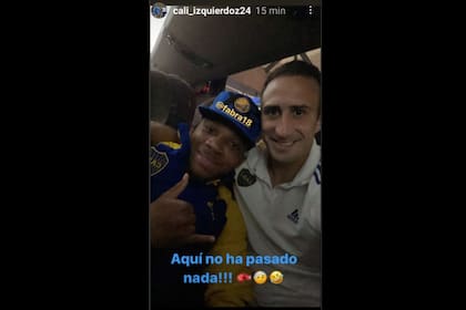 Fabra e Izquierdoz, juntos en el micro de Boca tras la discusión, y el cachetazo en el partido con Talleres; subieron este posteo unos días después, en la previa al partido con Defensores de Belgrano, por la Copa Argentina