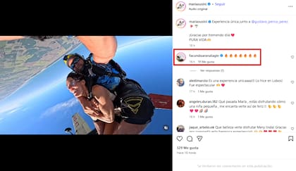 Facundo Arana reaccionó al salto en paracaídas de María Susini (Foto: Instagram @mariasusini)