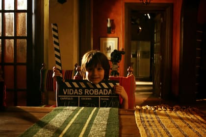 Facundo Navarro en el set de Vidas Robadas donde grababa su padre