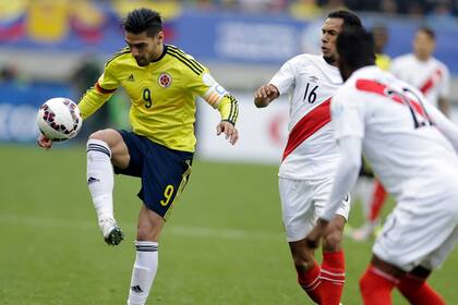 Falcao, durante el último partido entre Colombia y Perú