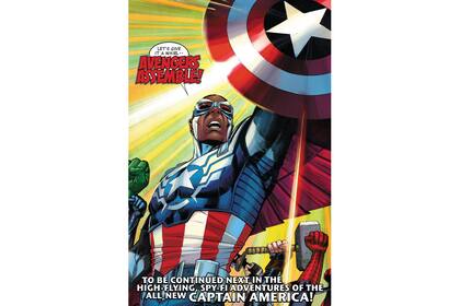 Sam Wilson, Capitán América afroamericano y líder de los Avengers. Dibujo de Carlos Pacheco y Mariano Taibo.